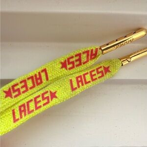 Golden Goose Neon Yellow Laces with Gold Tips
